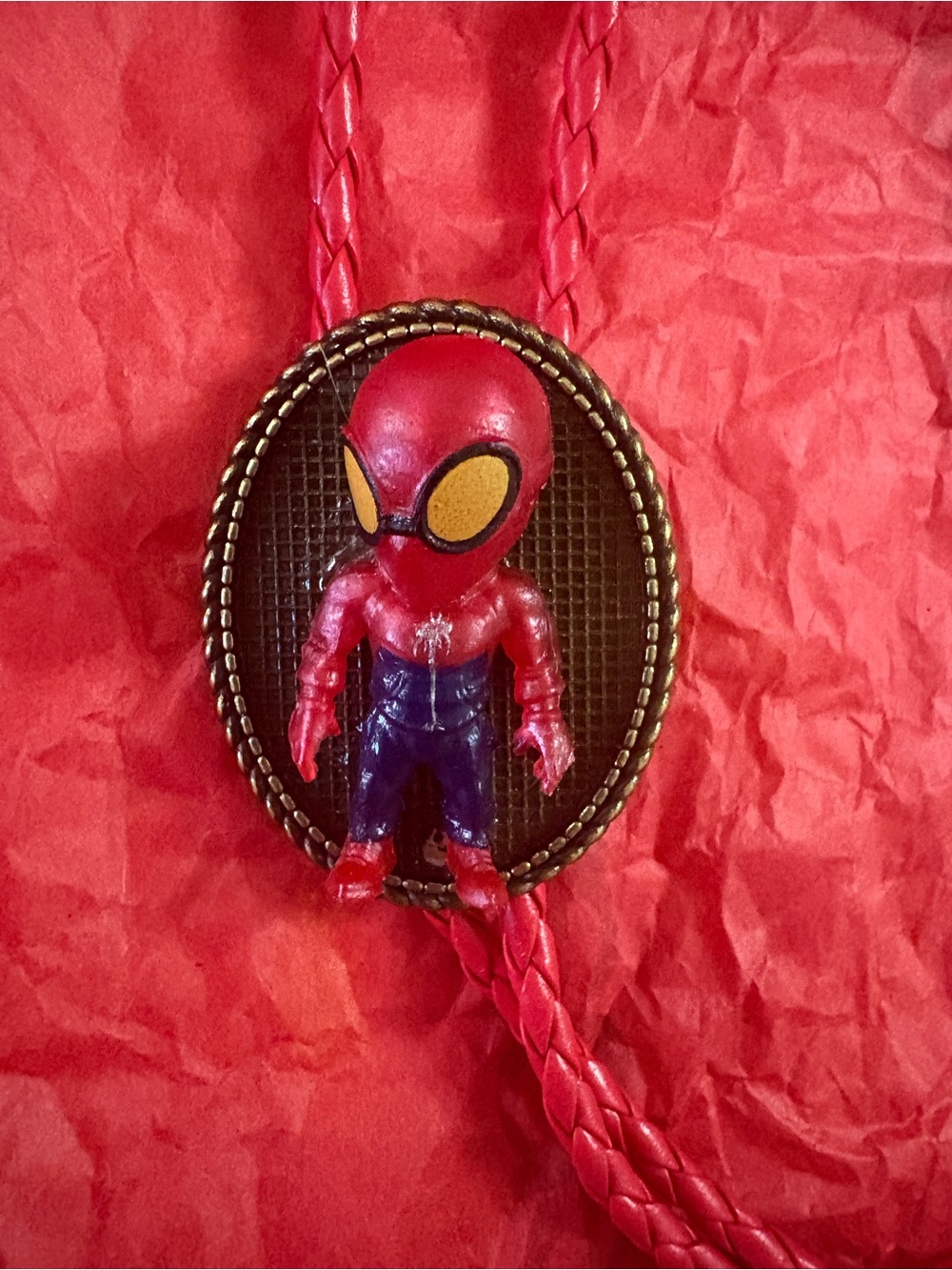 Red Spider Superhero Kids Toy Figure Necklace